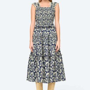 Sea New York Linda Smocked Midi Dress EUC Size M